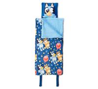 Bluey B for Balloon, Silk Touch Sherpa Slumber Bag with Attached Pillow, Cozy Portable Sleepover Set, Character Sleeping Bag for Travel, 27 x 56 Inches