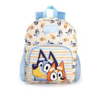 Bluey Kids Backpack | Unisex Rucksack with Bluey & Bingo Character All Over Print in Beige | Childrens Mini Bag with Adjustable Straps and Mesh Water Bottle Pockets | TV Series Character Merchandise