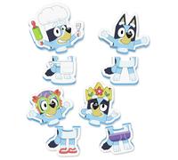 TOMY Toomies Bluey Bath Puzzle - 8-Piece Foam Jigsaw Puzzle Set with Mix & Match Bluey Poses, Soft Baby Bath Toys, Non-Toxic and Water-Friendly, Includes Mesh Storage Bag with Suction Cups, 18+ Months