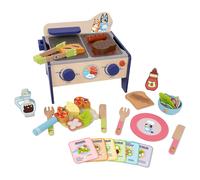 Bluey Wooden BBQ & Salad Playset - 33-Piece Colourful Role-Play Grill Set with Tongs & Food Pieces, FSC-Certified Wood, Realistic Pretend Cooking Toy for Kids 3+, Durable & Eco-Friendly