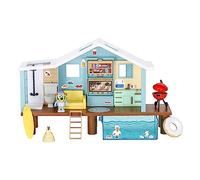 Bluey Beach Cabin Playset, With Exclusive Figure With Goggles. Includes 10 Play Pieces and Sticker Sheet