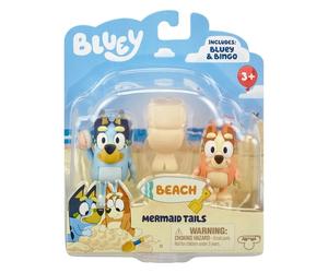 Bluey Beach MERMAID TAILS 2.5" Figure Collection - Bluey & Bingo Figures 2 Pack