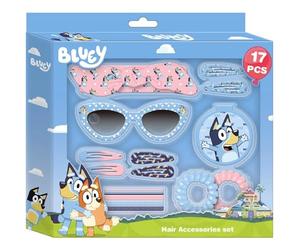 Bluey Beauty Accessory Set | Kids Kit with Glasses, Clips, Headbands and Scrunchies | Complete 17 Piece Hair Set with Bluey Characters