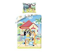 Bluey Bingo Bandit Chilli Family Dog Bed Set - Reversible Duvet Cover 140 x 200 cm and Pillowcase 70 x 90 cm - Multi-Coloured - 100% Cotton
