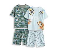 Bluey & Bingo Boys Pyjama Set in Green and Blue | Multi-Pack of 2 Short Sleeve Short Leg Sleepwear | Cartoon Character Pjs | Kids Fun Sleepwear Set - 2-3 Years