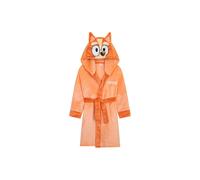 Bluey Girls Fleece Dressing Gown with Hood and Tie Waist, Cosy Robe - Gifts for Girls (Orange, 3-4 Years)