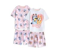 Bluey & Bingo Girls Pink Pyjama Set | Multi-Pack of 2 Short Sleeve Short Leg Sleepwear | Cartoon Character All Over Print PJs Merchandise for Kids | Fun and Comfy Nightwear - 5-6 Years