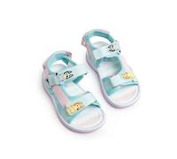 Bluey Bingo Girls Turquoise White Pink Sandals | Open-Toe Cartoon Character Appliques | Hook & Loop Fastening Straps Cushioned Footbed Merch - 6 UK Child