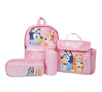 Bluey & Bingo Pink Kids Backpack Lunch Bag Pencil Case & Water Bottle Set Girls Nursery Rucksack Back to School