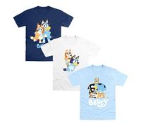 Bluey & Bingo T-Shirt (Pack of 3) in Light Blue | Size: 3-4 Years Bluey Light Blue 3-4 Years