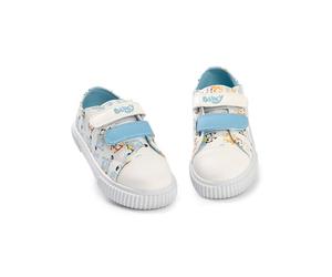 Bluey & Bingo Unisex Kids Off White Multi Character Trainers | Everyday Wear Shoe | Hook and Loop Closure | Cartoon Print Footwear for Back to School