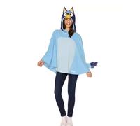 Bluey & Bingo Womens Poncho Hoodie Halloween Costume Top Officially Licensed Dress Up Cosplay (Bluey, One Size)