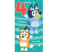BLUEY BIRTHDAY CARD AGE 4, BLUEY 4TH BIRTHDAY CARD FOR BLUEY LOVERS