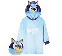 Bluey Blanket Hoodie for Kids Cozy Warm Fleece Wearable Blanket Girls Gifts (Blue 4-6 Years)