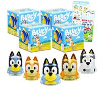 Bluey Blind Box Party Favors - Bundle with 4 Mash'Ems Blind Box Mini Figures Mystery Toys Plus Stickers, More | Bluey Figurines for Kids, Boys, Girls