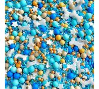 Bluey Blue White Metallic Orange Sprinkles birthday cupcake cake toppers pearls balls baby shower boy male baking supplies chocolate balls blue stars bones dog pearls edible BLUEY