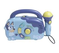 Bluey Boombox Sing-Along Toy with Flashing Lights, Microphone, and Songs, Blue