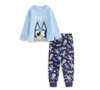 Bluey Boys Light Blue & Dark Blue Long Sleeve Long Leg Pyjama Set | Cosy Fleece Sleepwear Character Print | Cartoon Nightwear for Bedtime | Kids Loungewear Merch - 6-7 Years