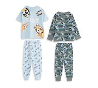 Bluey Boys Long Leg Pyjama Set | Multi-Pack of 2, Bingo, Bandit, Chilli | Light Blue & Green Sleepwear | Long Sleeve Nightwear for Kids Merch - 3-4 Years