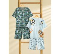 Bluey Boys Multicoloured Multi Character Multi-Pack of 2 Short Sleeve Short Leg Pyjama Set - 4-5 Years