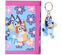 Bluey Boys Purple Flower 3 Fold Wallet and Keyring Novelty Gift