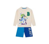 Bluey Boy's Sweatshirt & Shorts Set in White | Size: 7-8 Years Bluey White 7-8 Years