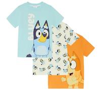 Bluey Boys Three Pack 100% Cotton Oversized Shoulders T-Shirts Bingo - 6-7 Years