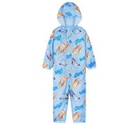 Bluey Puddle Suit for Girls Waterproof Overalls All in One Rainsuit Kids with Hood Fleece Lined Outdoor Lightweight Rainwear for Outdoor Play Travel (Blue, 5-6 Years)