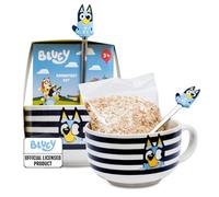 Bluey Breakfast Set with Ceramic Bowl & Spoon - 100g Porridge Oats for 2 Servings, Microwave Safe Bowl Featuring Bluey & Bingo, Kids Breakfast Kit - Bluey Gifts for Girls & Boys, Birthday, Christmas