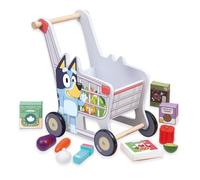 Bluey Cash Register - 32 Piece Pretend Play Checkout Toy with Sounds, Scanner, Play Money, Food Accessories & Credit Card - Interactive Shop Playset for Kids (Shopping Trolley)