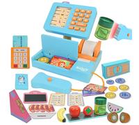Bluey Cash Register - 32 Piece Pretend Play Checkout Toy with Sounds, Scanner, Play Money, Food Accessories & Credit Card - Interactive Shop Playset for Kids