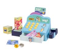 Bluey Cash Register. Press The Buttons to Hear Beeps, Sounds and Phrases From and Bingo, Use the Scanner to Scan Packages and Pretend to Run a Shop, Includes Toy Credit Card and Dollar Bucks!
