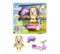 Bluey Chat Mates Bingo with Scooter. Press Bingo's Nose and Hear 10 of Her phrases, This Figure Stands at 13cm Tall and Includes Her Scooter and Helmet, With Articulated Arms and Legs