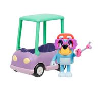 Bluey Chat Mates Grannies Car With Janet. Press Janet's Nose and Hear 10 Of Her phrases From The Show! Includes the Grannies Car, Articulated Dressed as Janet, Janet's Glasses and Grabber!