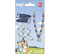 Bluey Children's Beauty Set - Blue and Pink Colour - Complete Set - Includes Hair Clip with Bow, Necklace and 2 Hair Clips - Original Product Designed in Spain