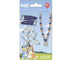 Bluey Children's Beauty Set - Blue and Pink Colour - Complete Set - Includes Hair Clip with Bow, Necklace and 2 Hair Clips - Original Product Designed in Spain