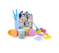 Bluey Children's Dough Bucket Activity Kit with Character Stamp Lids, 4 Vibrant Doughs, Tools, and Bluey & Bingo Fun (Ages 3+)