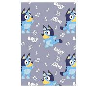 Bluey Childrens/kids Fleece Music Notes Supersoft Blanket Grey/blue/white (100Cm X 150Cm)