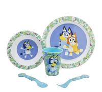 Bluey Reusable Microwavable Children's Tableware Set with Cup, Plate, Bowl and Cutlery, Multicoloured, Estándar, Casual