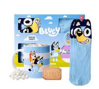 Bluey Cosy Hot Chocolate Hamper - Ceramic Mug, Fluffy Socks & Dairy Free Biscuits - Childrens Hot Chocolate Gift Set with Sachets, Marshmallows & Treats for Kids, Christmas - Girls, Boys Bluey Gifts