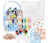Bluey Craft Bucket Activity Kit for Kids - Arts & Crafts Set with Colouring Pencils, Foam Sheets, Pom Poms & Glue Stick - Creative Bluey & Bingo Art Kit in Carry Bucket for Boys & Girls Ages 3+