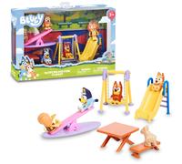 Bluey Deluxe Park Playset with 5 Articulated Figures (Bluey, Bingo, Rusty, Indy & Squirrel) - Swing, Slide & Spinner | 17136