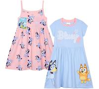 Bluey Dress for Kids Toddlers Pack of 2 Casual Party Swing Summer Dress Comfy Cute Holiday Girls Clothes Gifts for Girls (2-3 Years, Multi)