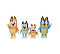 Bluey Family 4 Pack Action Figure Set With Bingo, Bandit, & Chilli Bluey Multicolor