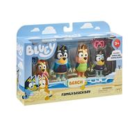 Bluey Figure 4-Pack, Family Beach Day 2.5-3 Inch, Bingo, Bandit And Chilli Character Figures With Accessories