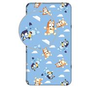 Bluey Fitted Sheet 100% Cotton, Single Bed Sheet with Elastic Corners, 90 × 200 + 25 cm, Kids Bedsheet Official Bluey Licensed