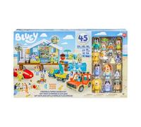 Bluey Friends & Family Beach Bash Mega Set- House Playset 45 Piece Ultimate Mega Set-Large-Includes Sticker Sheet