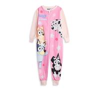 Bluey & Friends Girls Pink Onesie | Long Sleeve Zip-Up Microfleece Loungewear, Bingo, Chloe & Mackenzie | Sleepwear for Kids | Comfy Nightwear Merch - 6-7 Years