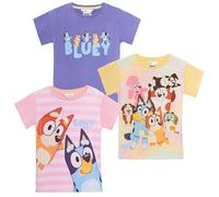 Bluey Girls 3 Pack T-Shirts for Kids Multipack Tees 100% Cotton Puppy Bingo Dress Up
