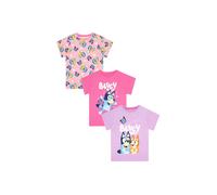 Bluey Girl's 3 Pack T-Shirts in Pink | Size: 3-4 Years Bluey Pink 3-4 Years